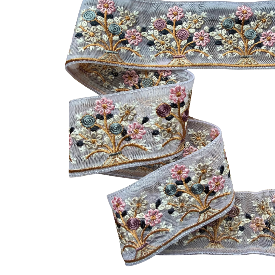 White Lace Floral Ribbon