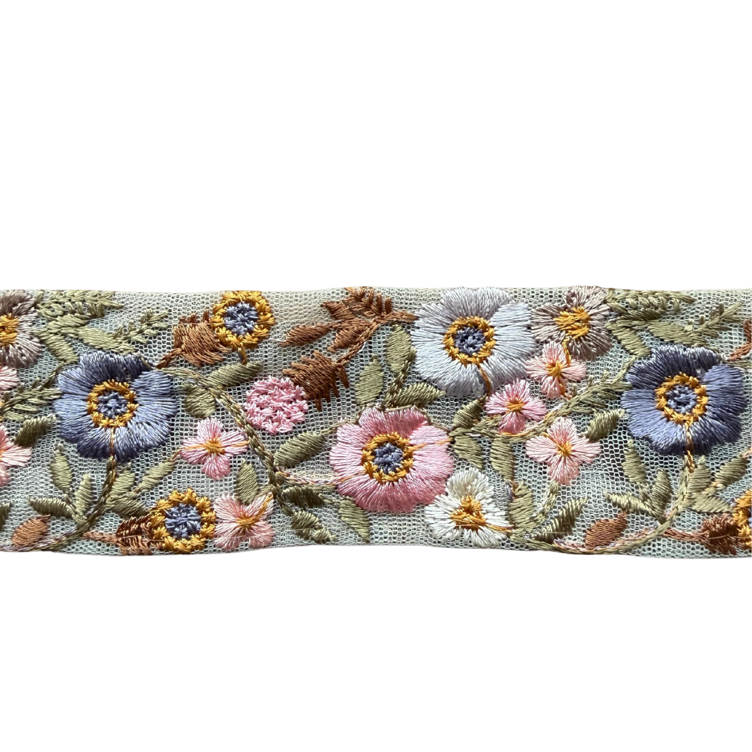 Ribbon – Pale Pink & Brown Flowers