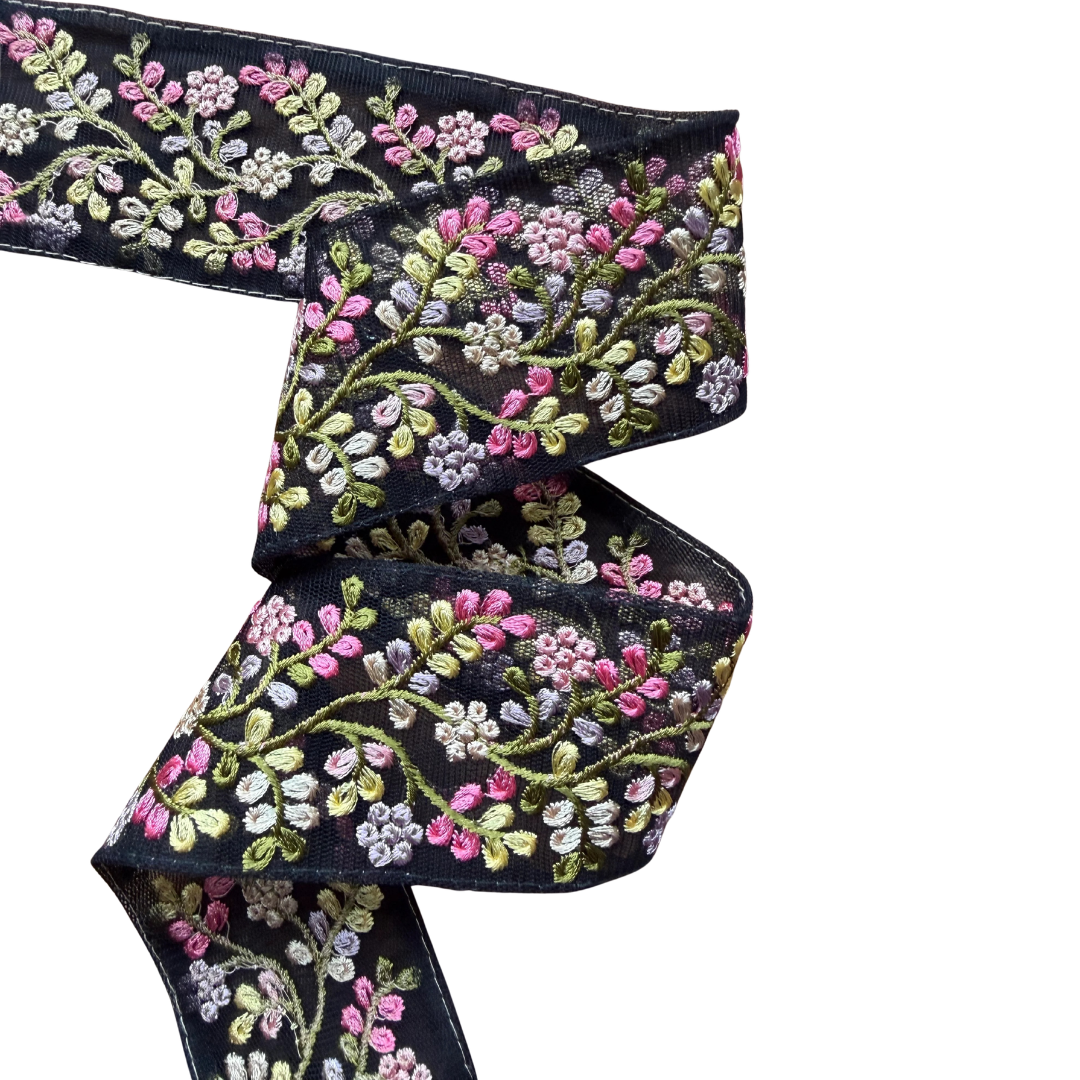 Ribbon – Black Spring Flowers