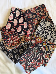 100% Cotton Block Print Fat Quarters – Black, Mustard & Red