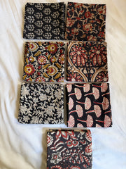 100% Cotton Block Print Fat Quarters – Black, Mustard & Red