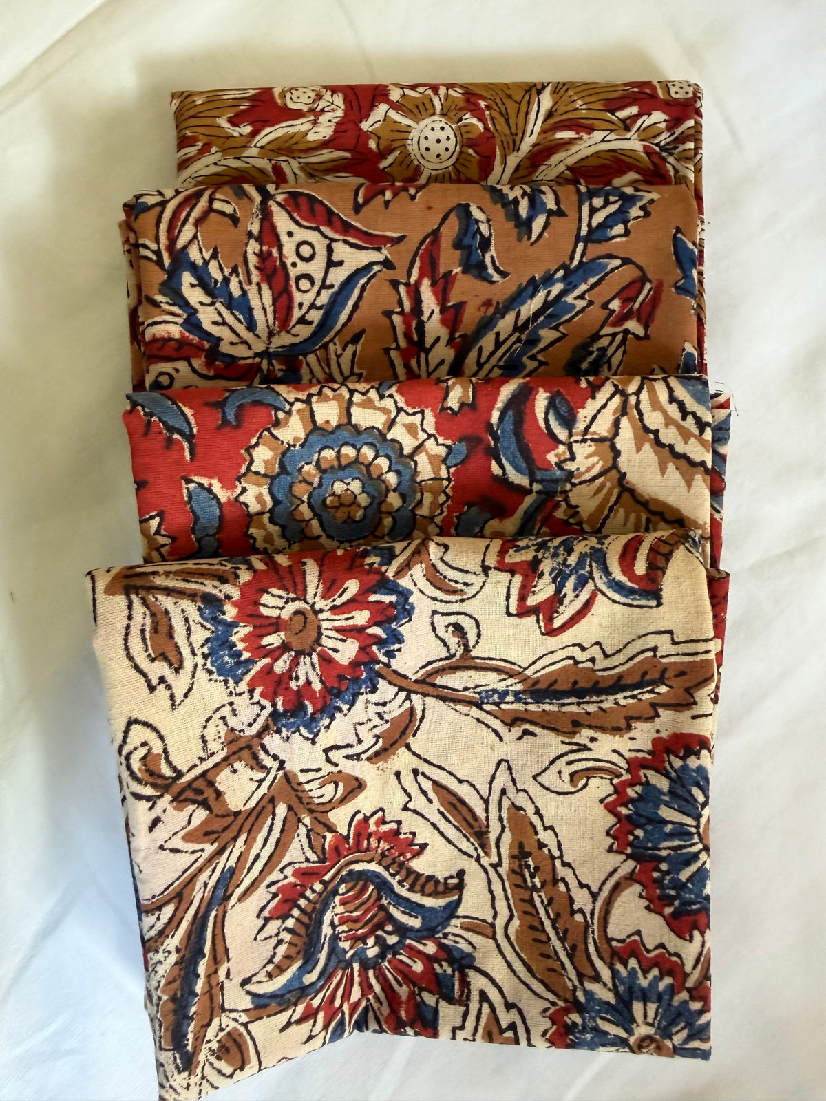 100% Cotton Block Print Fat Quarters – Earth Floral