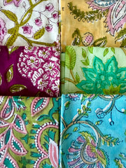 100% Cotton Block Print Fat Quarters – Floral Mix