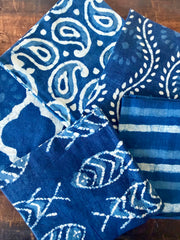 100% Cotton Block Print Fat Quarters – Indigo