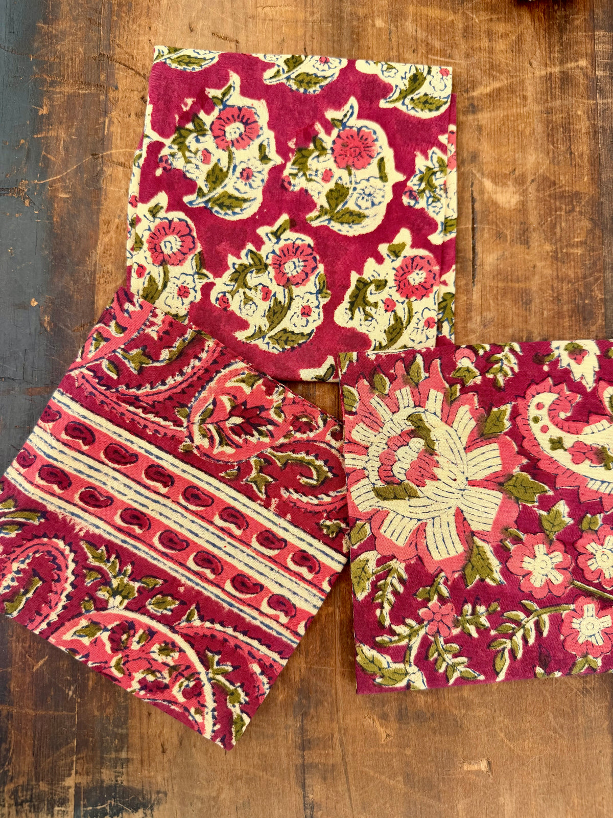 100% Cotton Block Print Fat Quarters – Maroon