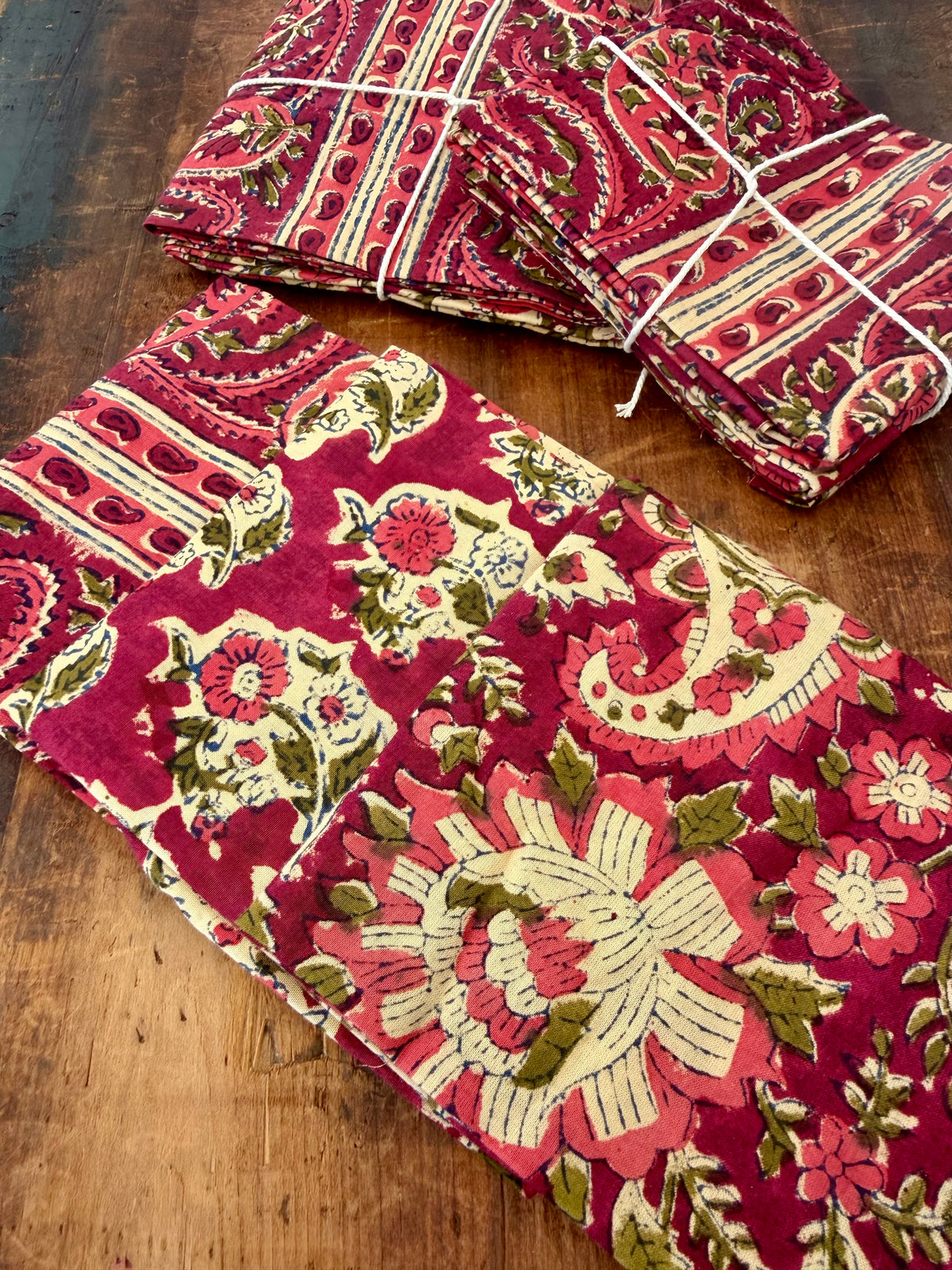 100% Cotton Block Print Fat Quarters – Maroon