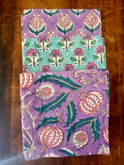 100% Cotton Block Print Fat Quarters – Purple & Turquoise