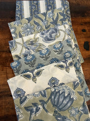 100% Cotton Block Print Fat Quarters – Slate & Sage Floral