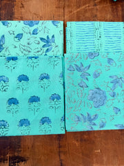 100% Cotton Block Print Fat Quarters – Turquoise & Blue