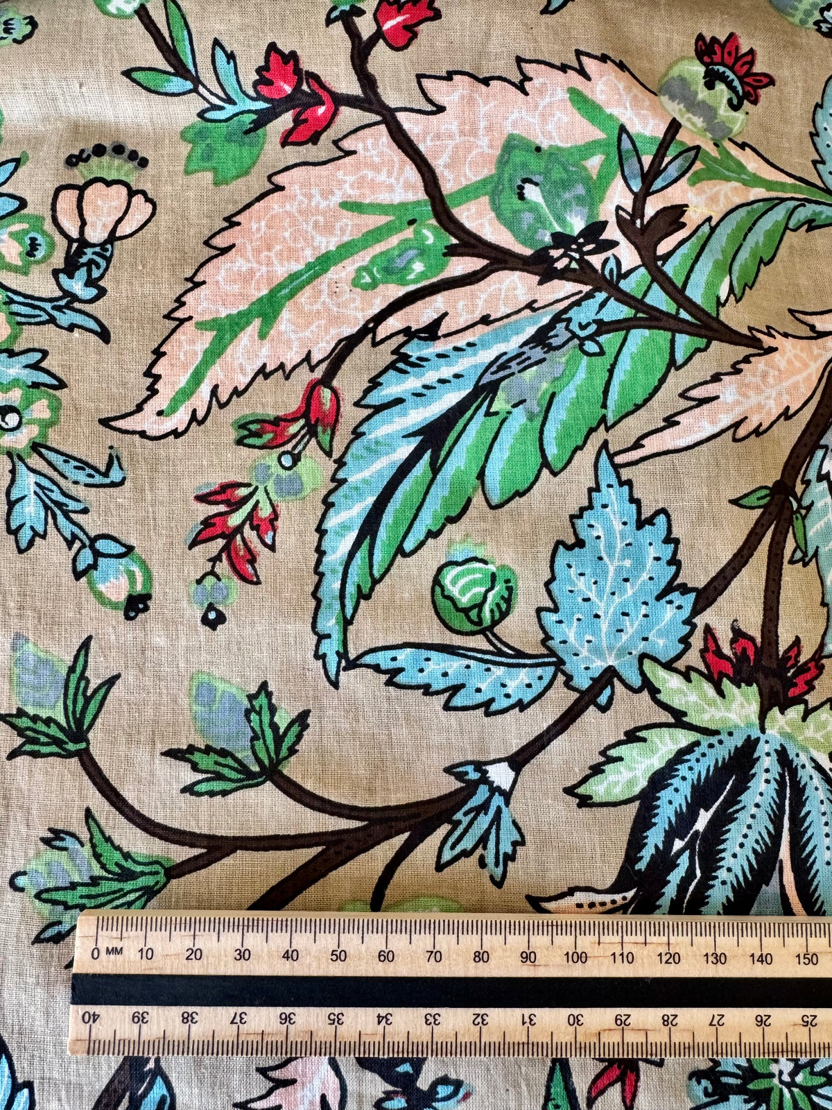 100% Cotton Fabric – Beige Floral