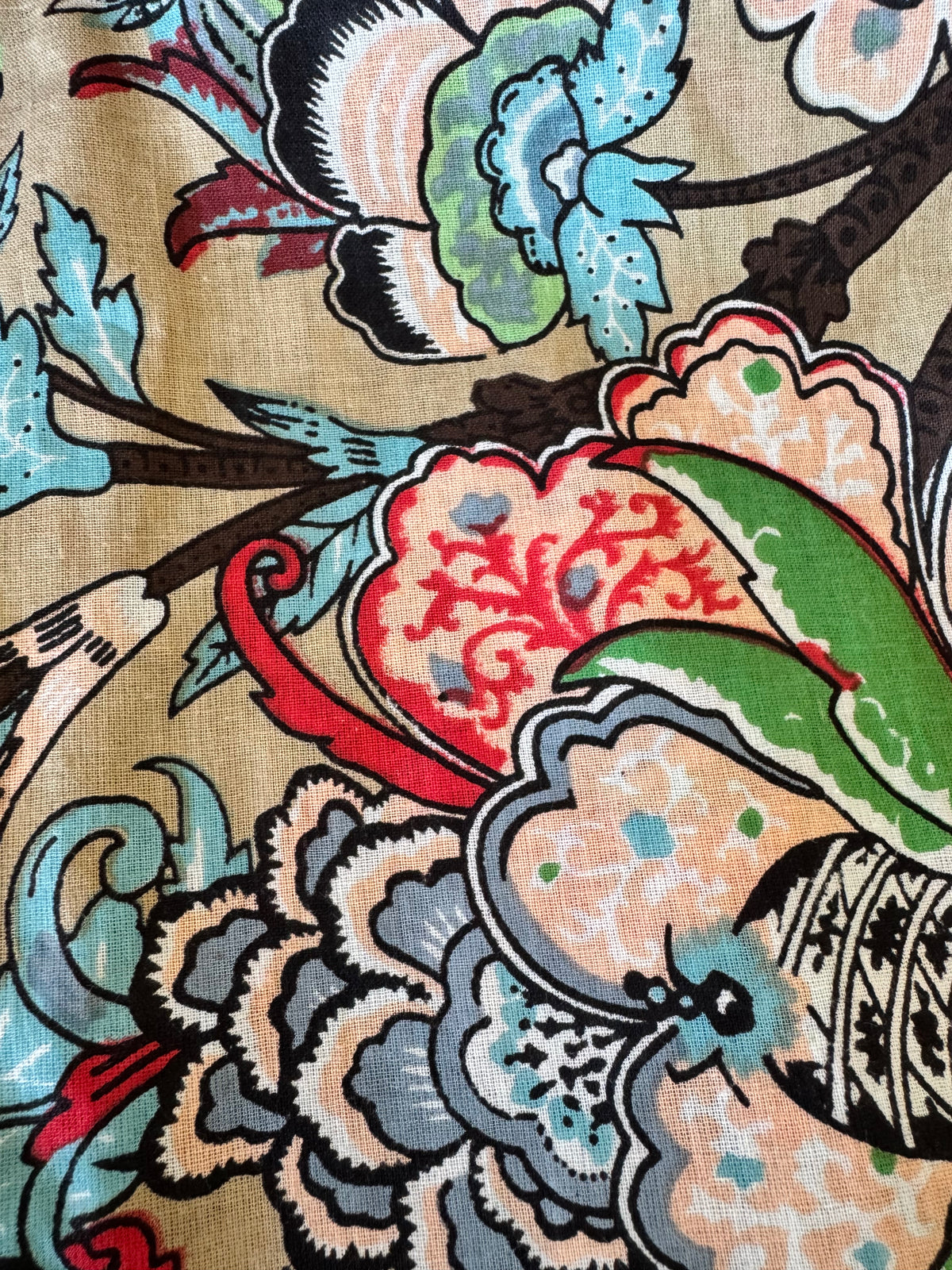 100% Cotton Fabric – Beige Floral