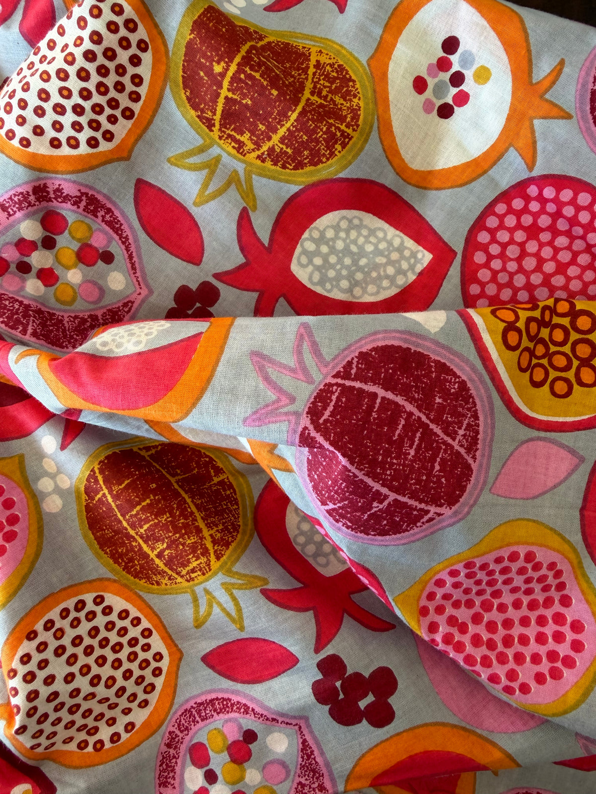 100% Cotton Fabric – Beige With Pomegranate
