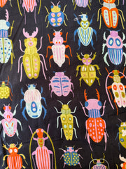 100% Cotton Fabric – Black With Colourful Bugs