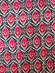 100% Cotton Fabric – Black With Red & Pink Pattern