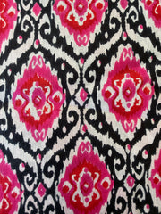 100% Cotton Fabric – Black With Red & Pink Pattern
