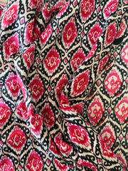 100% Cotton Fabric – Black With Red & Pink Pattern