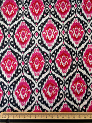 100% Cotton Fabric – Black With Red & Pink Pattern