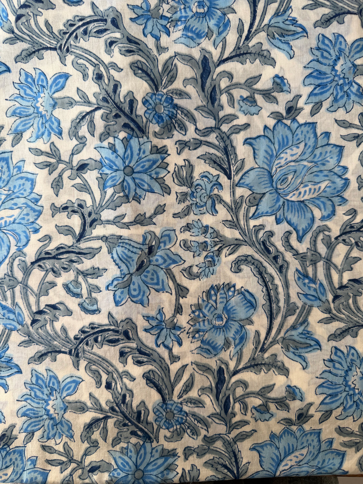 100% Cotton Fabric – Blue & Grey Floral