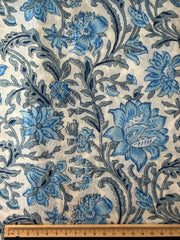 100% Cotton Fabric – Blue & Grey Floral
