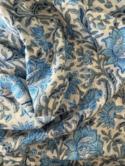 100% Cotton Fabric – Blue & Grey Floral