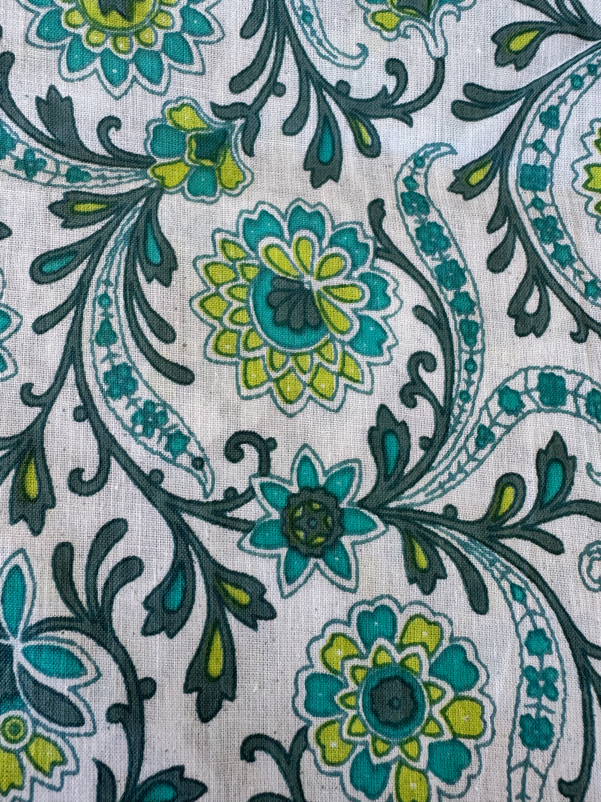 100% Cotton Fabric – Green & Turquoise Floral
