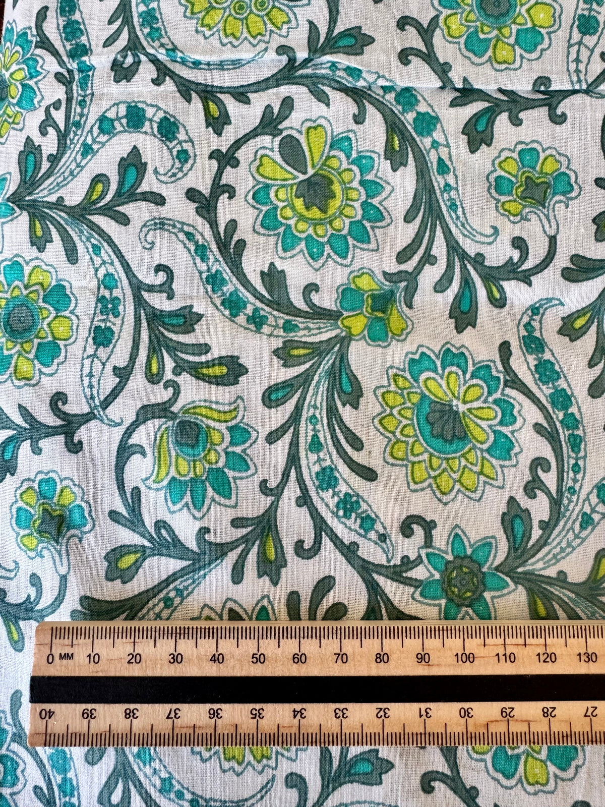 100% Cotton Fabric – Green & Turquoise Floral