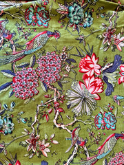 100% Cotton Fabric – Green Flowers with Birds