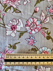 100% Cotton Fabric – Grey Floral