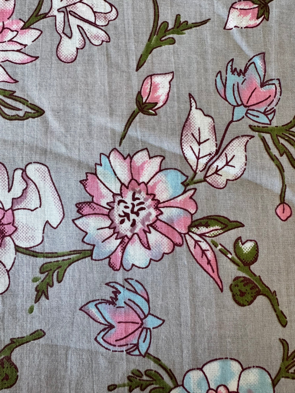 100% Cotton Fabric – Grey Floral
