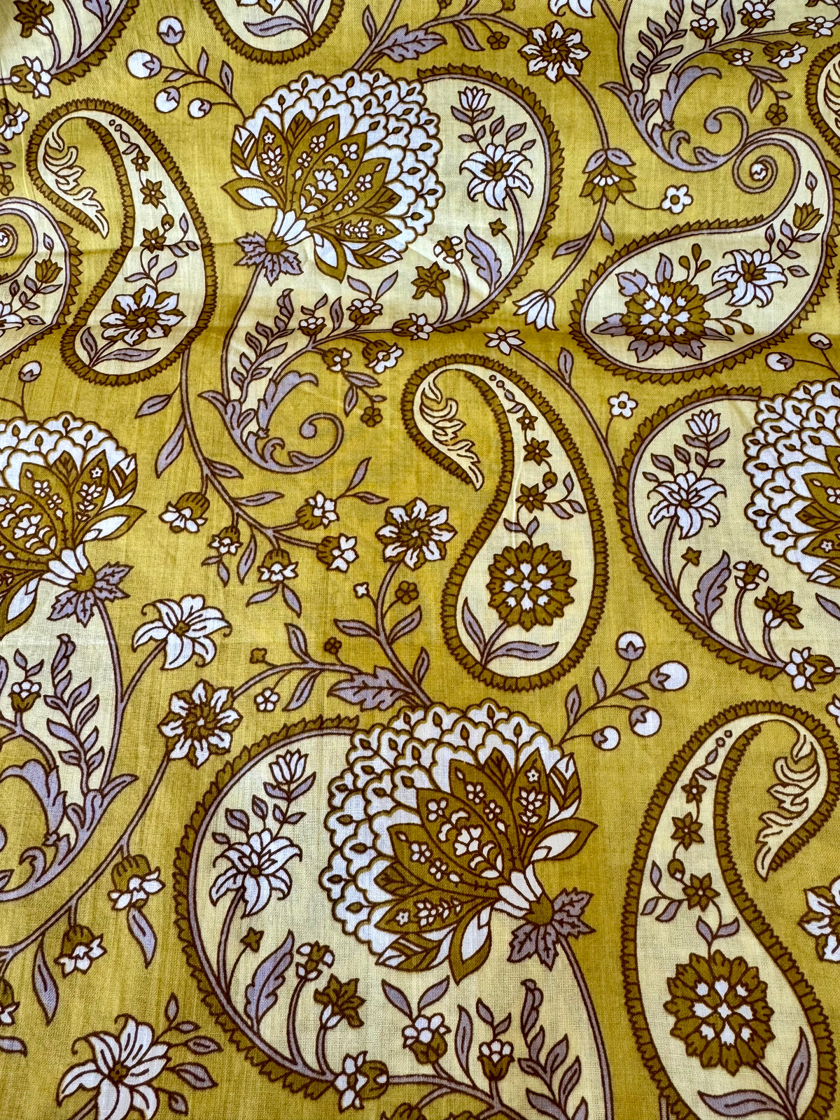 100% Cotton Fabric – Mustard Paisley