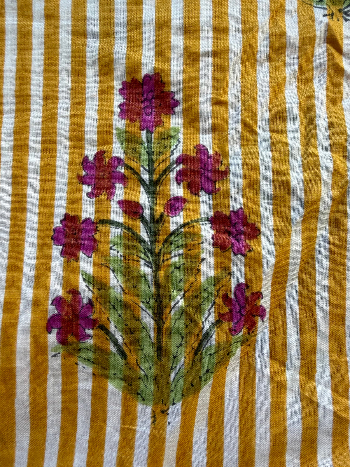100% Cotton Fabric – Mustard With Pink Floral