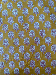 100% Cotton Fabric – Mustard With Small Red Floral