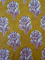 100% Cotton Fabric – Mustard With Small Red Floral
