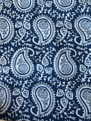 100% Cotton Fabric – Navy & Blue White Paisley