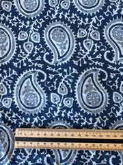100% Cotton Fabric – Navy & Blue White Paisley