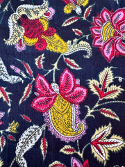 100% Cotton Fabric – Navy Floral With Pink & Yellow Floral