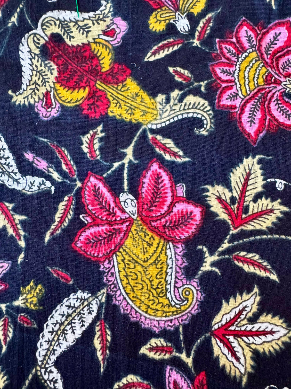 100% Cotton Fabric – Navy Floral With Pink & Yellow Floral
