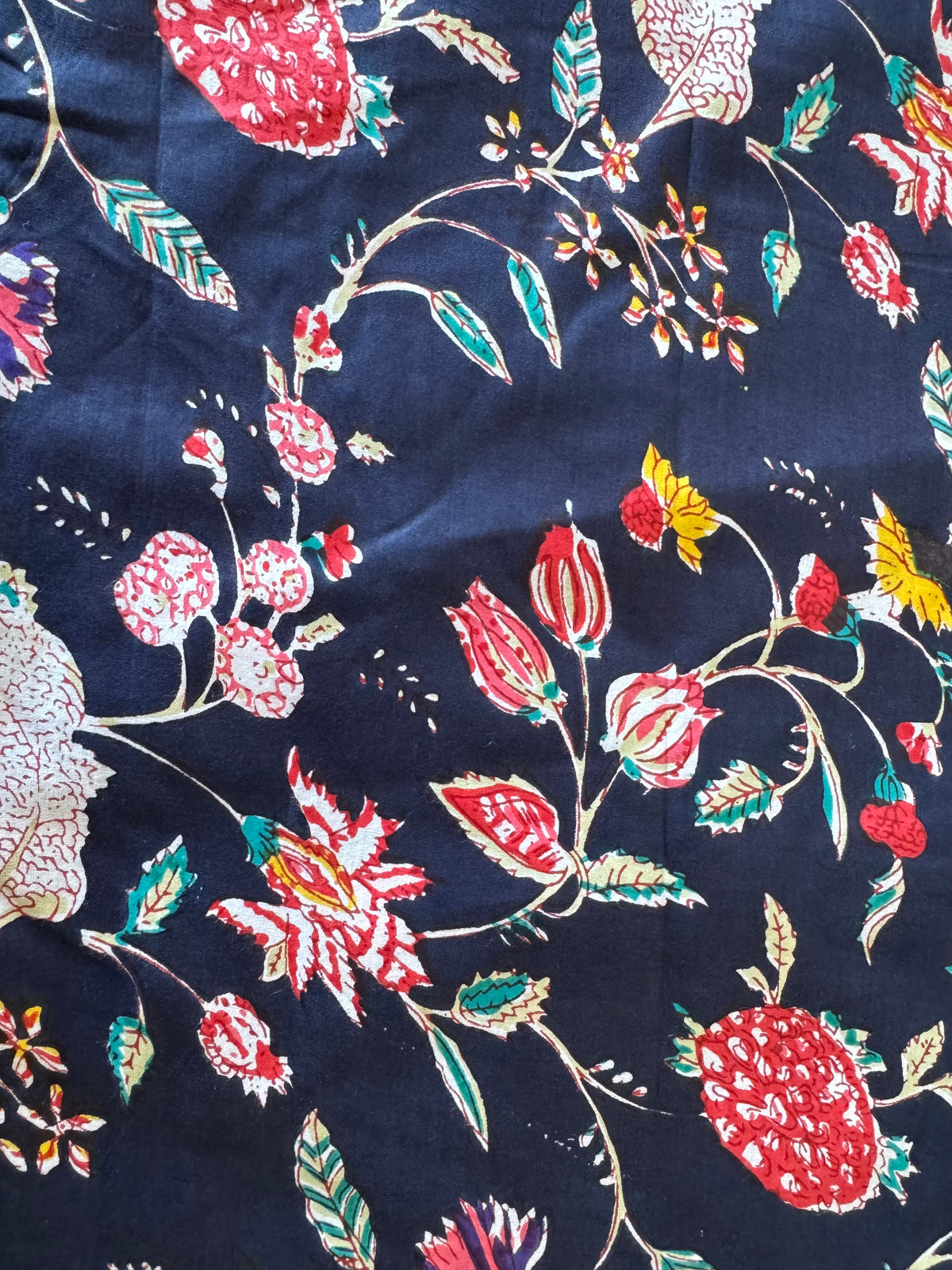 100% Cotton Fabric – Navy Floral With Strawberries