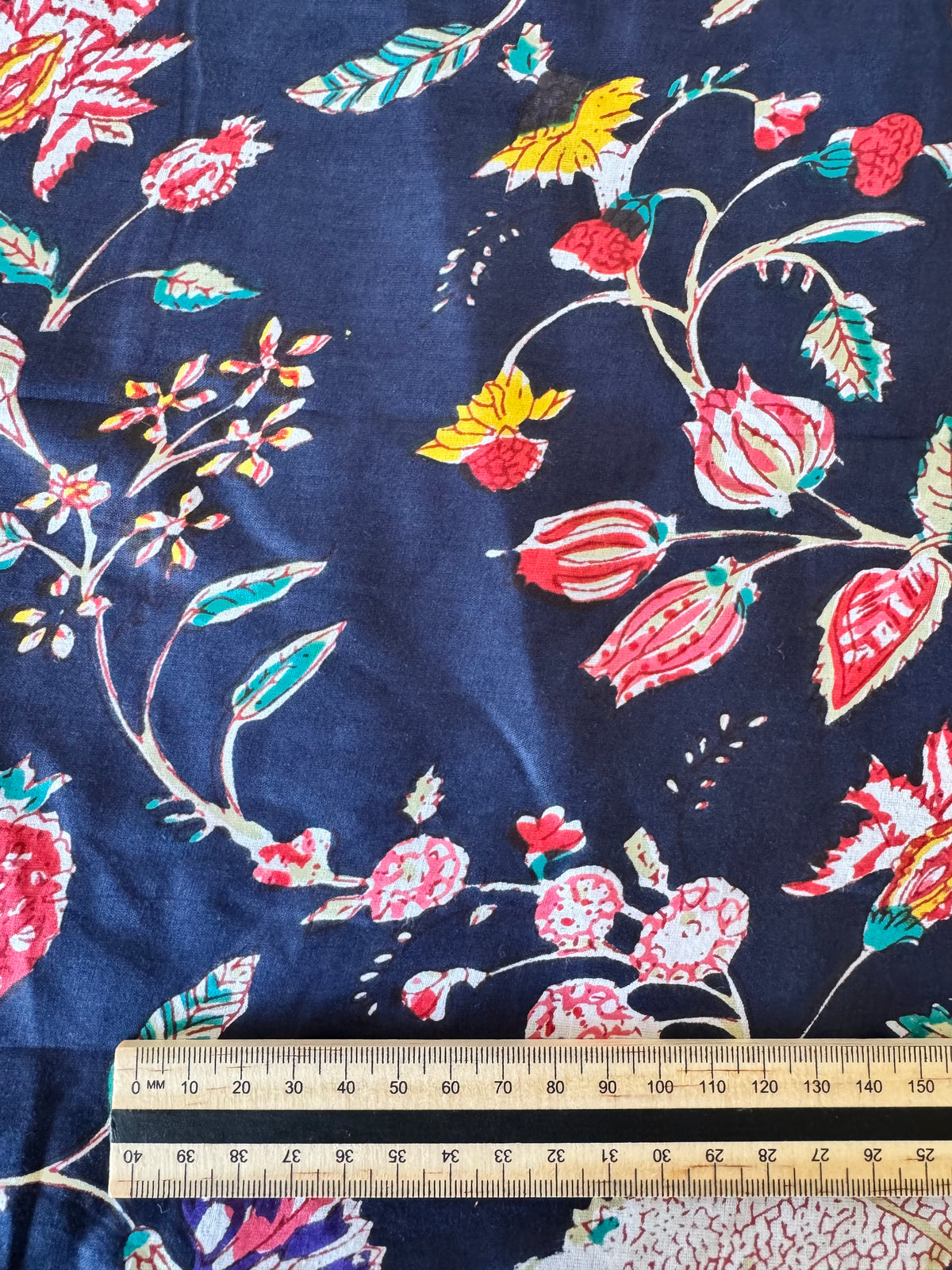 100% Cotton Fabric – Navy Floral With Strawberries