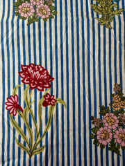 100% Cotton Fabric – Navy Stripe With Floral