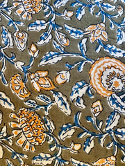 100% Cotton Fabric – Olive Green Floral