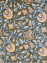 100% Cotton Fabric – Olive Green Floral