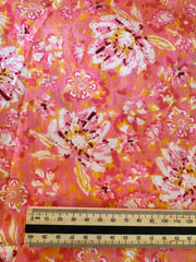 100% Cotton Fabric – Orange, Pink & Yellow Floral