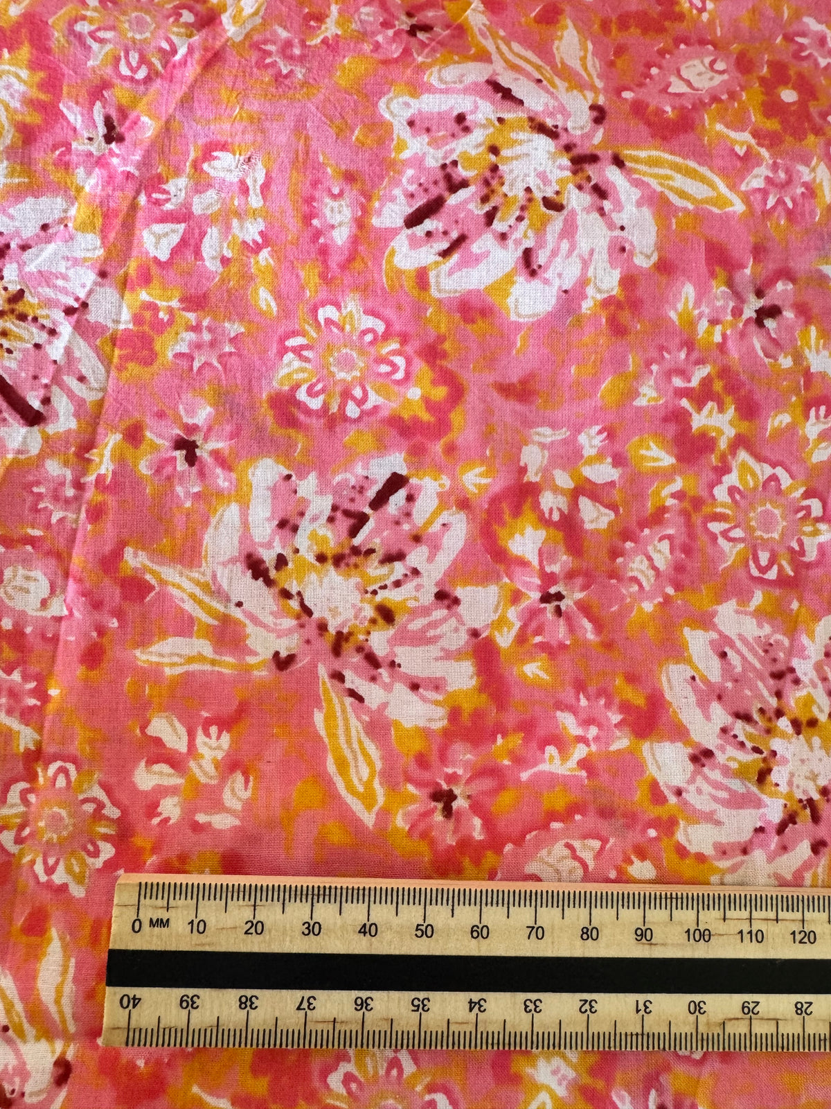 100% Cotton Fabric – Orange, Pink & Yellow Floral