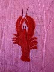 100% Cotton Fabric – Pink With Red Lobster