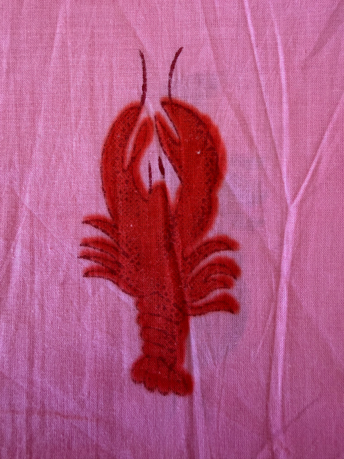 100% Cotton Fabric – Pink With Red Lobster