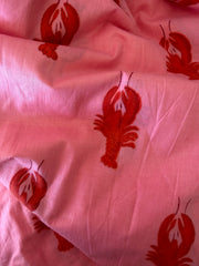 100% Cotton Fabric – Pink With Red Lobster