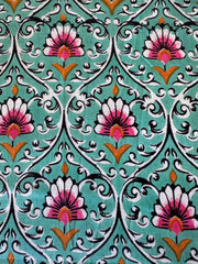 100% Cotton Fabric – Teal & Pink Floral