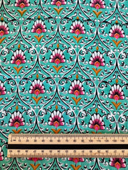 100% Cotton Fabric – Teal & Pink Floral