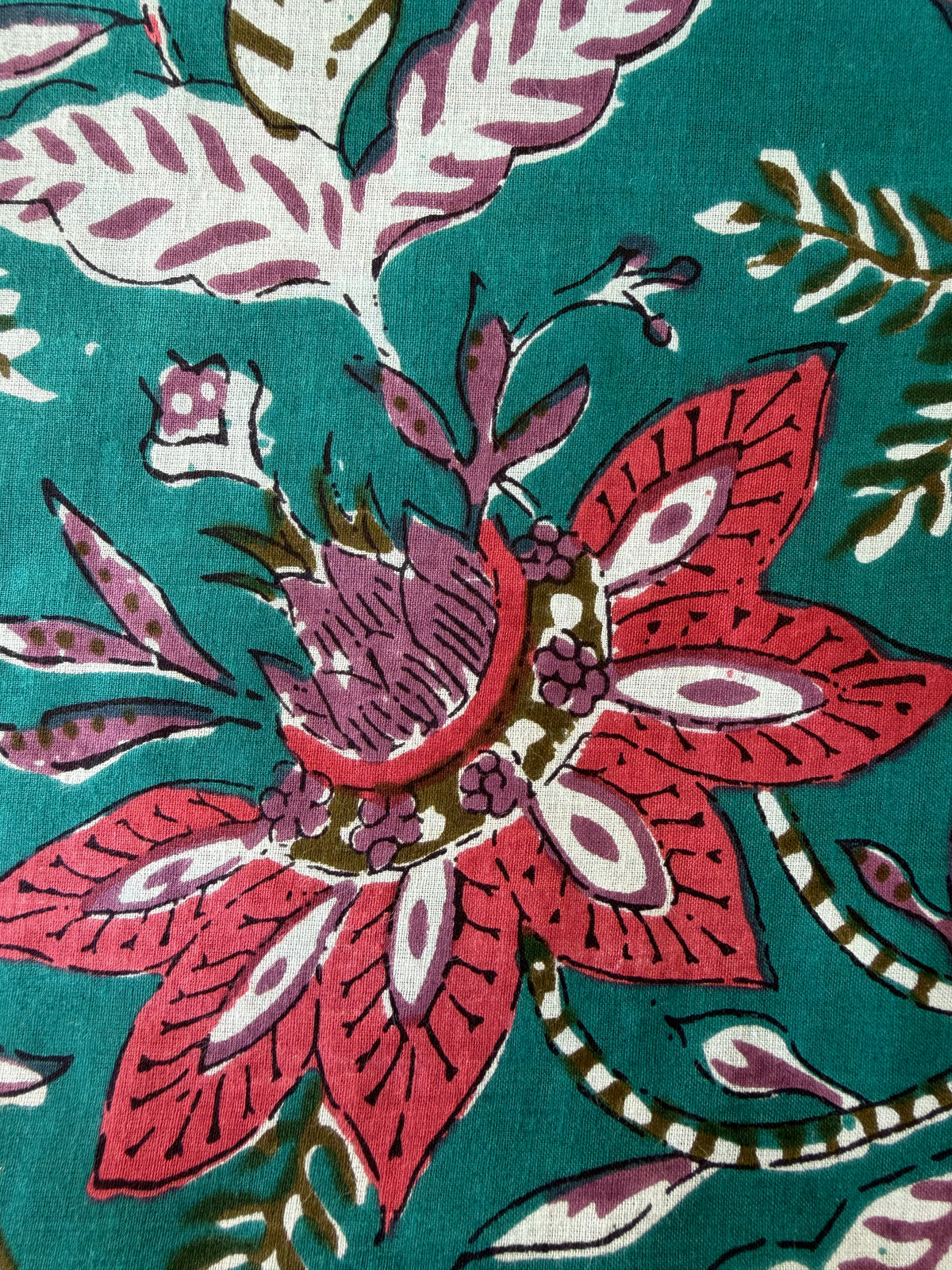 100% Cotton Fabric – Turquoise Floral